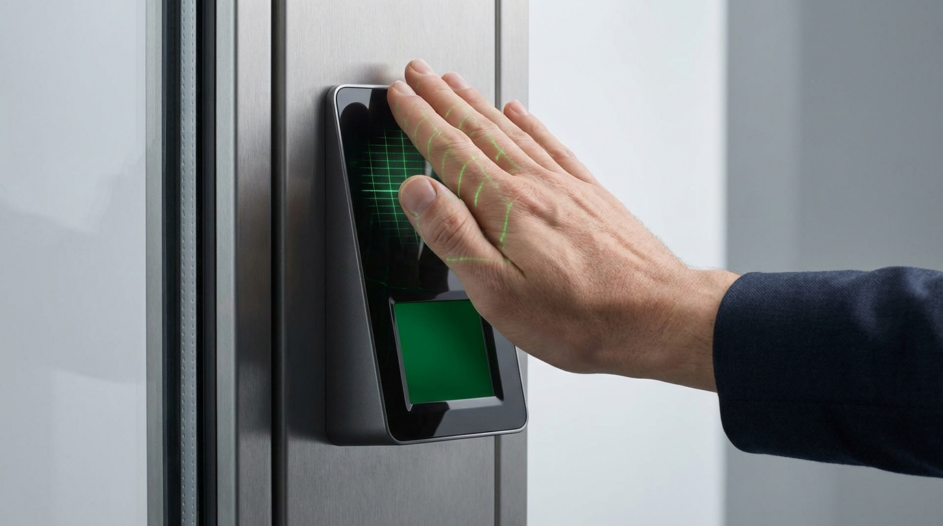 Sistema de controle de acesso para portas com biometria em empresa moderna
