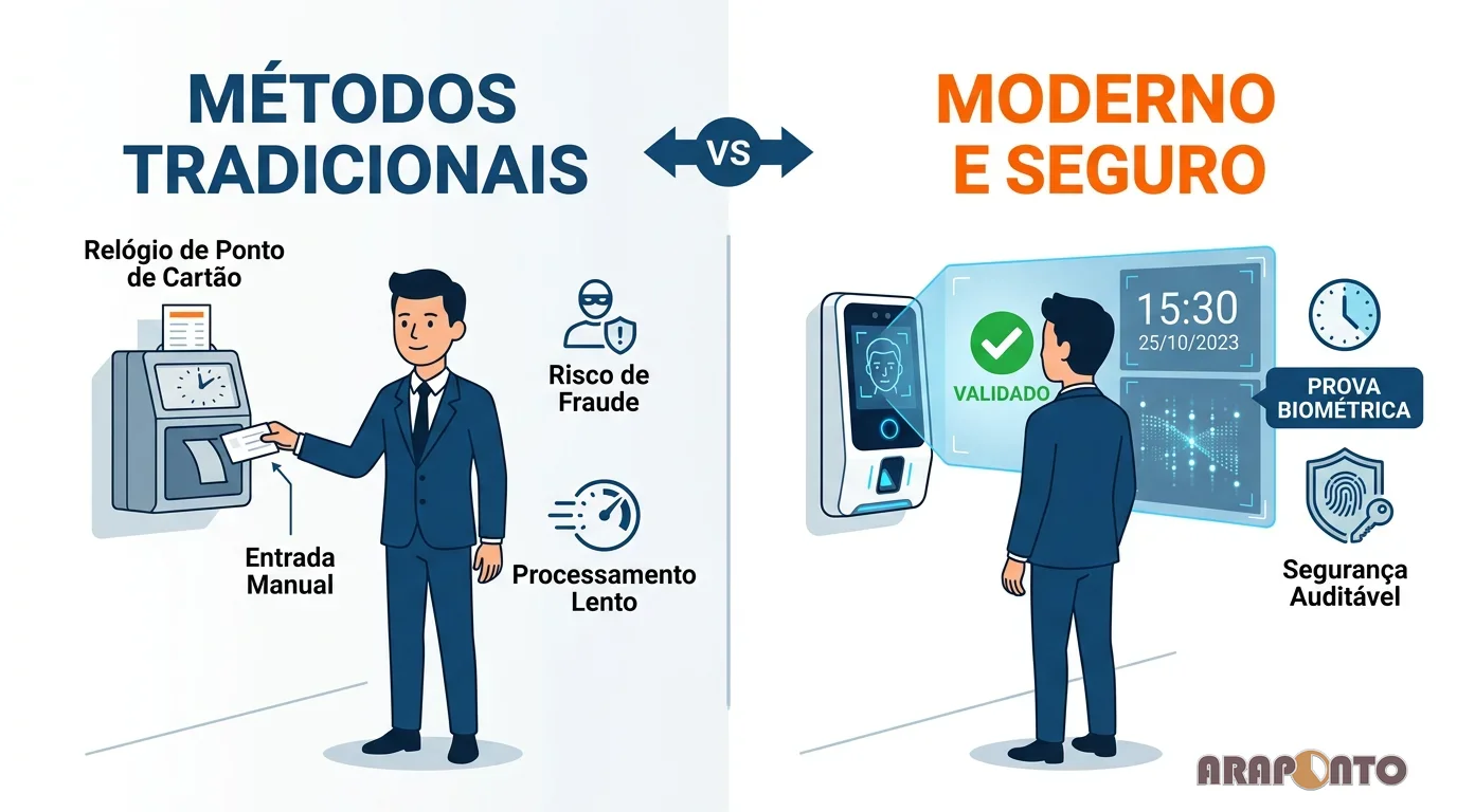 Fluxo passo a passo demonstrando o controle de ponto eletrônico ajuda a evitar processos trab