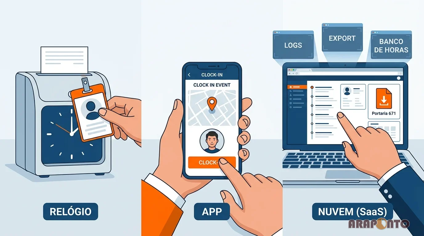 Qual a diferença entre ponto em nuvem, relógio de ponto e aplicativo de ponto